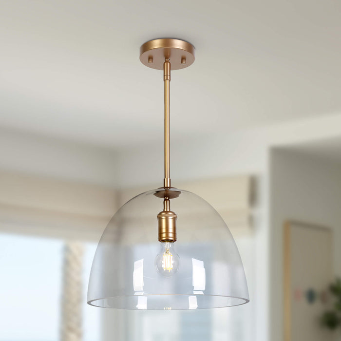 Fayrion 1-Light Gold Glass Dome Pendant Light