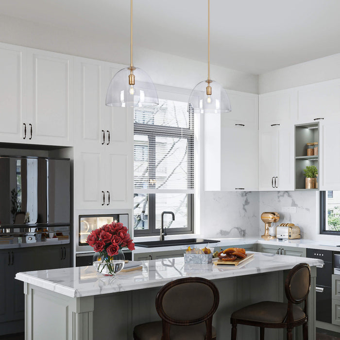 Fayrion 1-Light Gold Glass Dome Pendant Light
