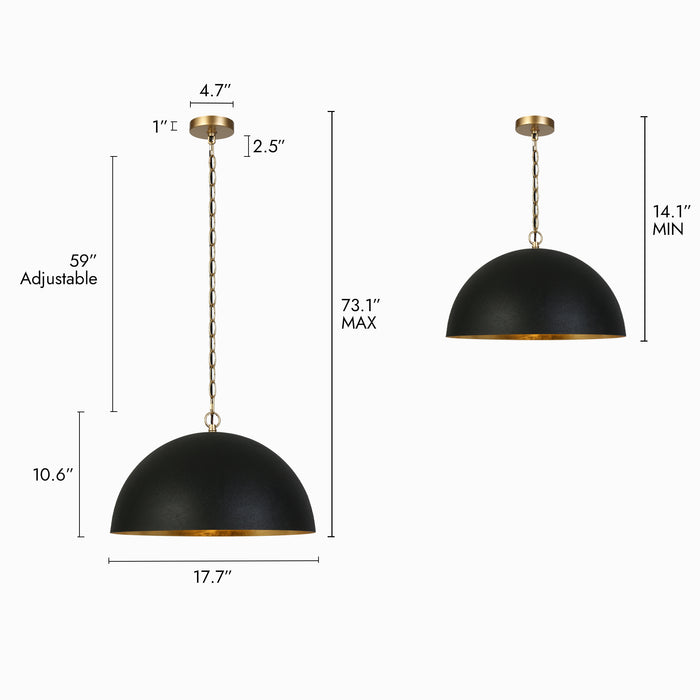 Lumora 1-Light Black and Gold Pendant Light