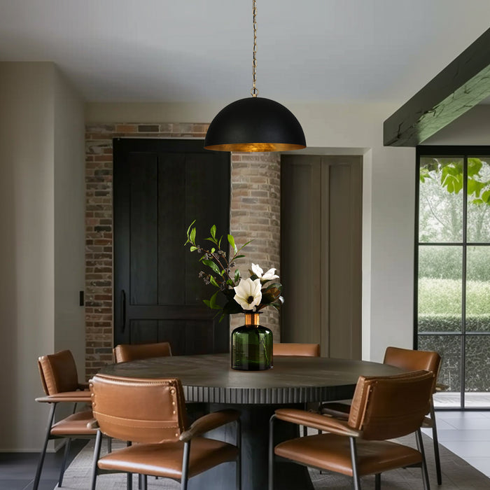 Lumora 1-Light Black and Gold Pendant Light
