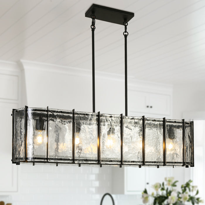 Kaelis 5-Light Black Linear Island Chandelier