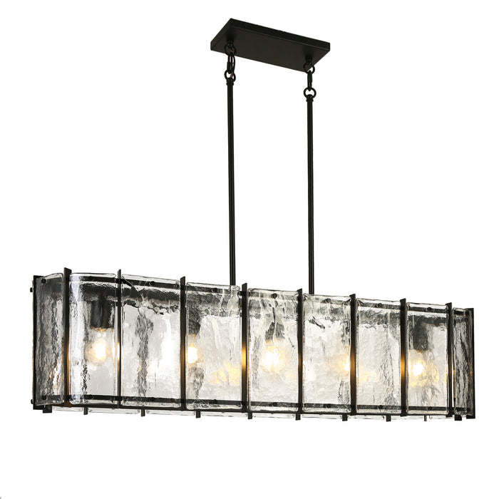 Kaelis 5-Light Black Linear Island Chandelier