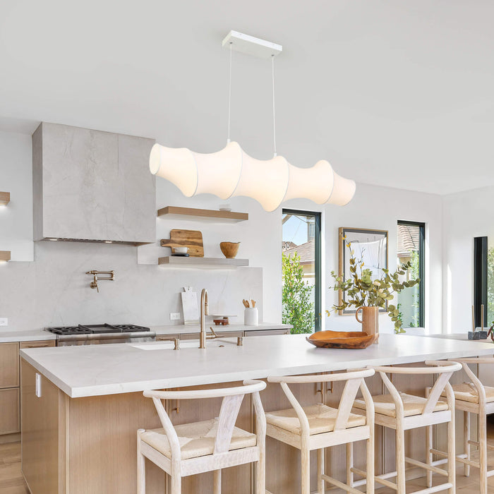 Alvino LED 1-Light White Fabric Island Light