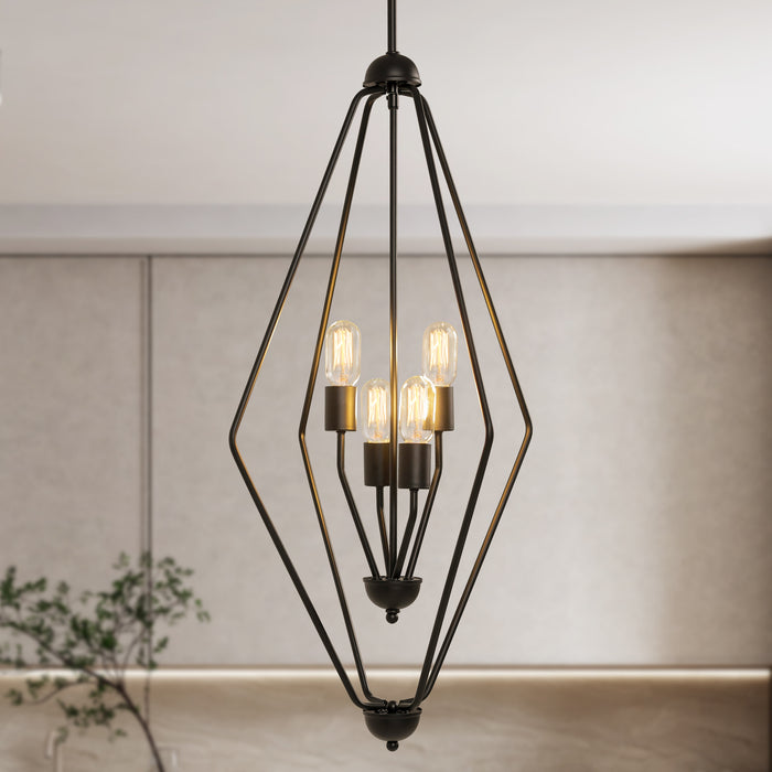 Noirel 4-Light Black Lantern Chandelier