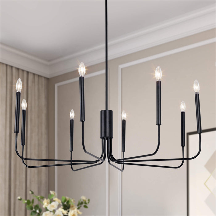 Nuvina 8-Light Black Candle Classic Chandelier