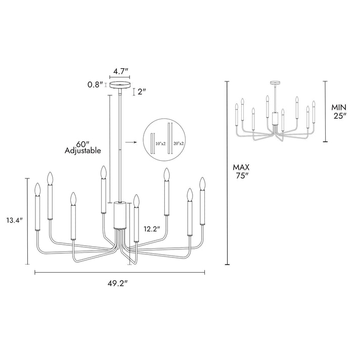 Nuvina 8-Light Black Candle Classic Chandelier