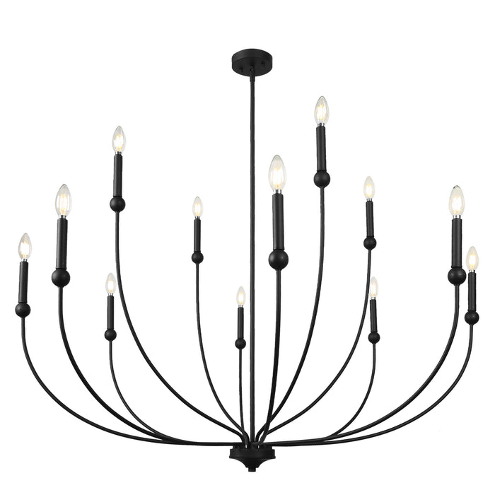Zeyrah 12-Light Black Classic Candle Chandelier
