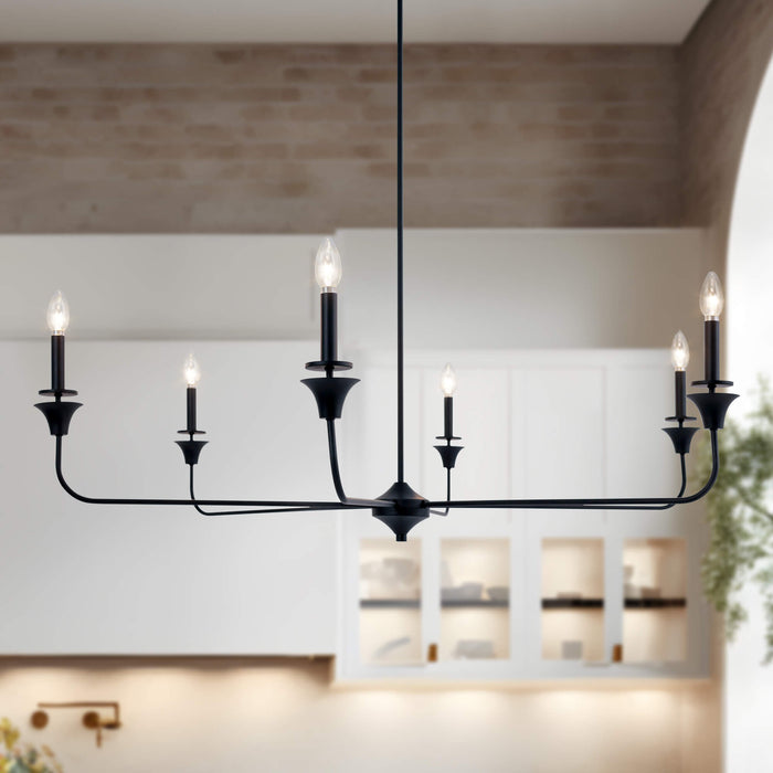 Nuvina 6-Light Black Candle Classic Chandelier