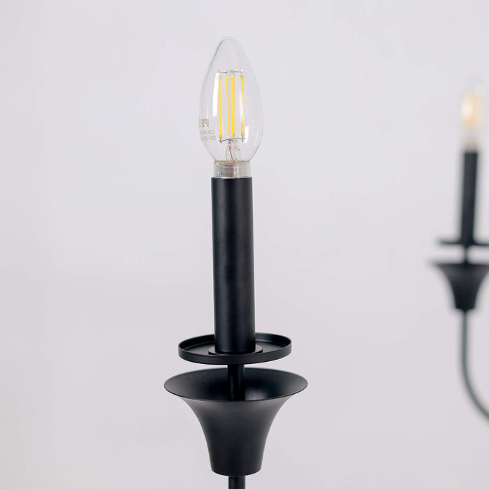 Nuvina 6-Light Black Candle Classic Chandelier