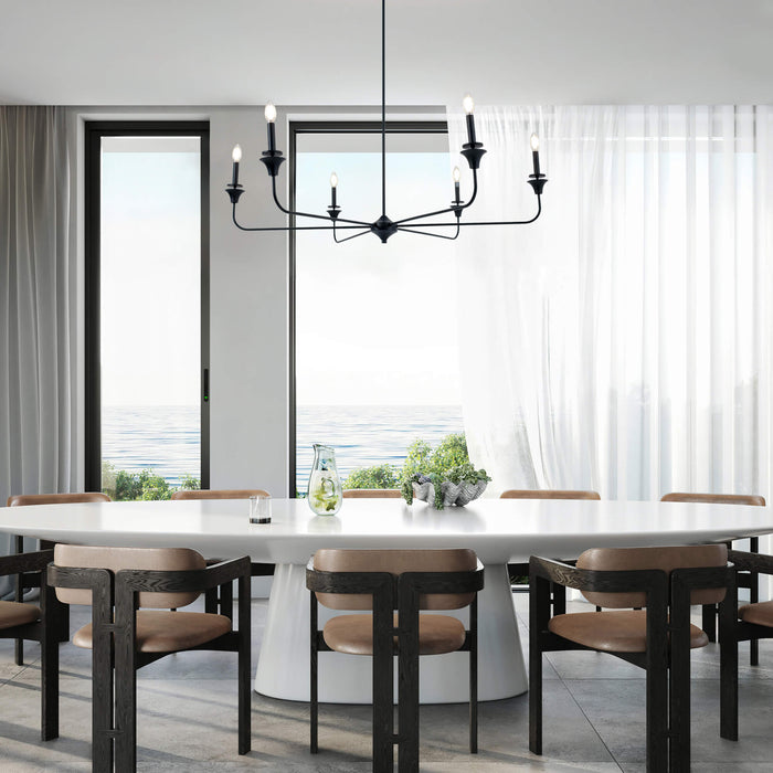 Nuvina 6-Light Black Candle Classic Chandelier