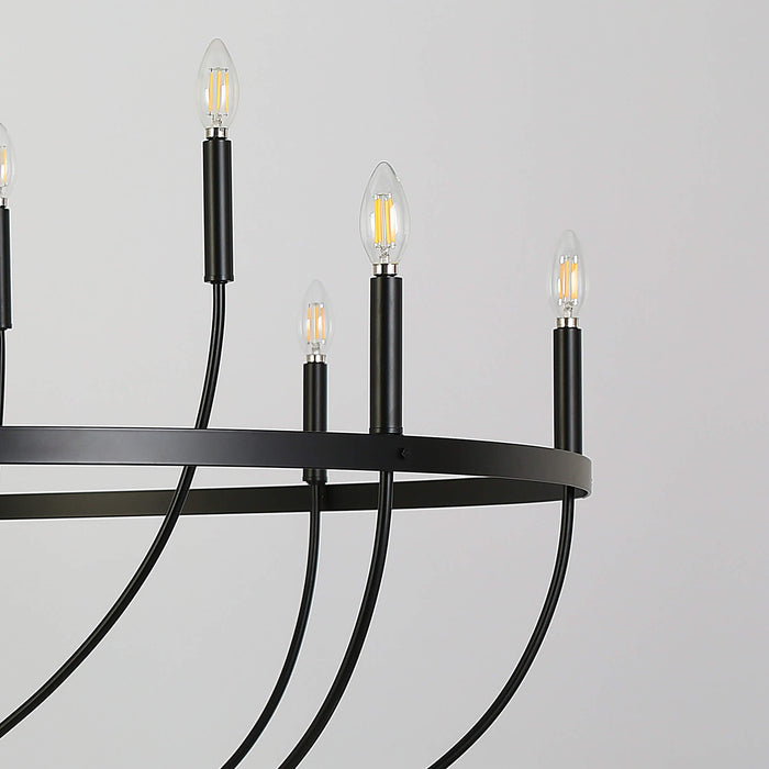 Nuvina 12-Light Black Candle Curve Arm Classic Chandelier