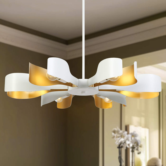 Glisto 6-Light White and Gold Chandelier