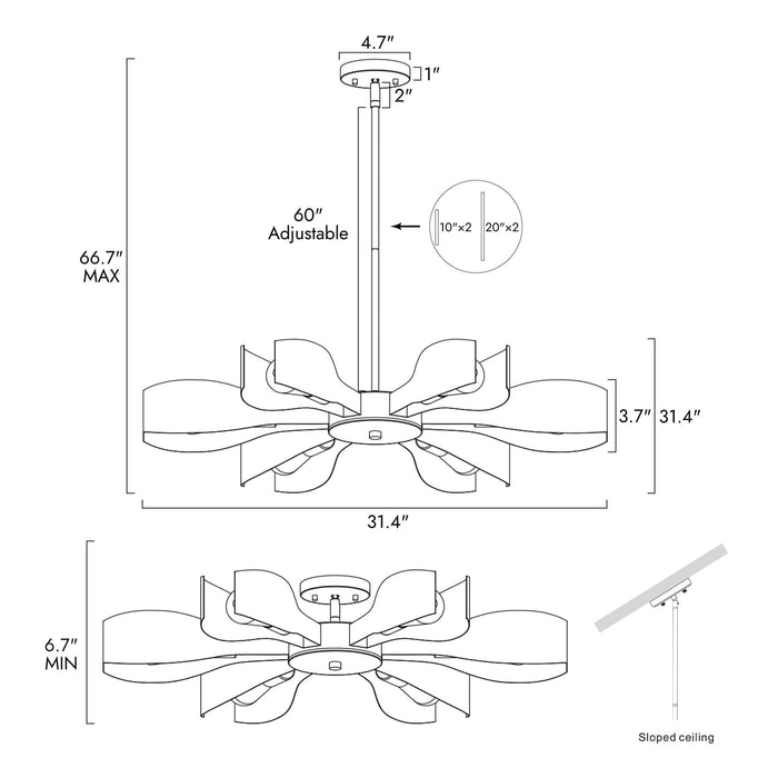 Glisto 6-Light White and Gold Chandelier