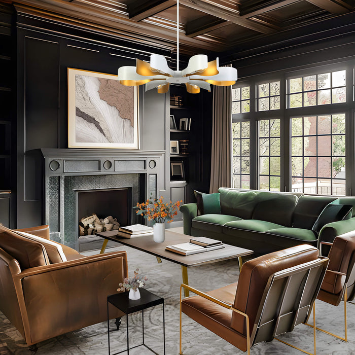 Glisto 6-Light White and Gold Chandelier