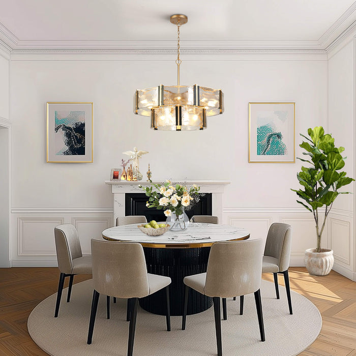 Velora 15-Light Gold and Black Glass Chandelier