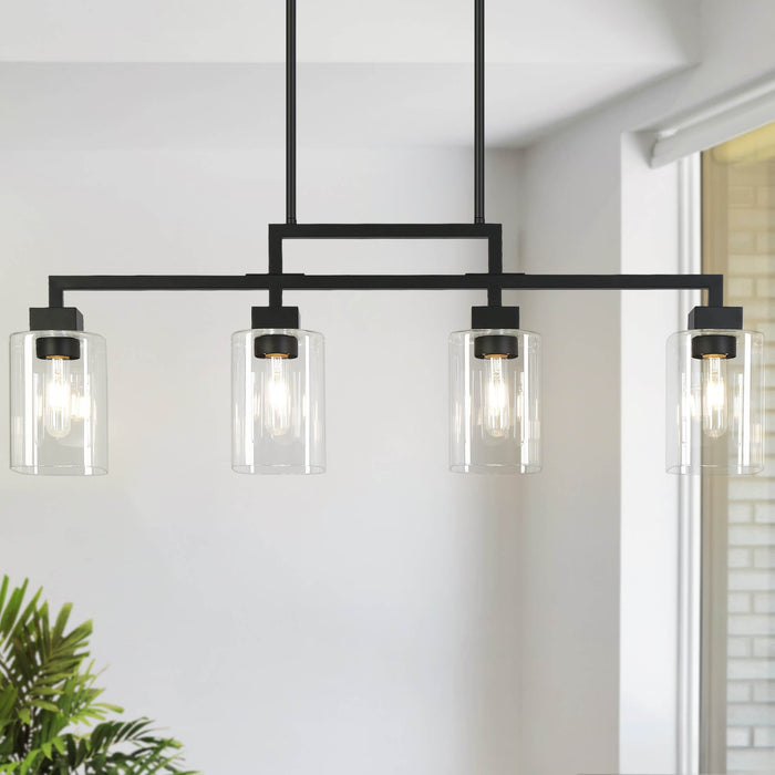 Tovarel 4-Light Black Glass Island Light