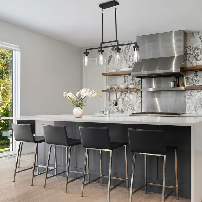 Tovarel 4-Light Black Glass Island Light