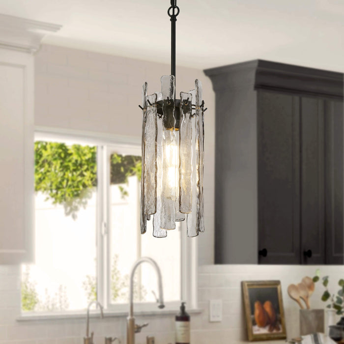 Lumira 1-Light Textured Smoky Gray Pendant Light