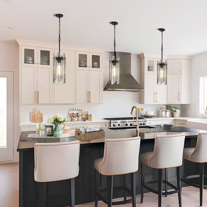Lumira 1-Light Textured Smoky Gray Pendant Light
