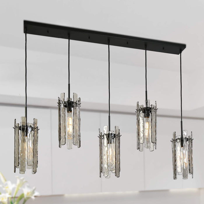 Lumira 5-Light Textured Smoky Gray Island Light