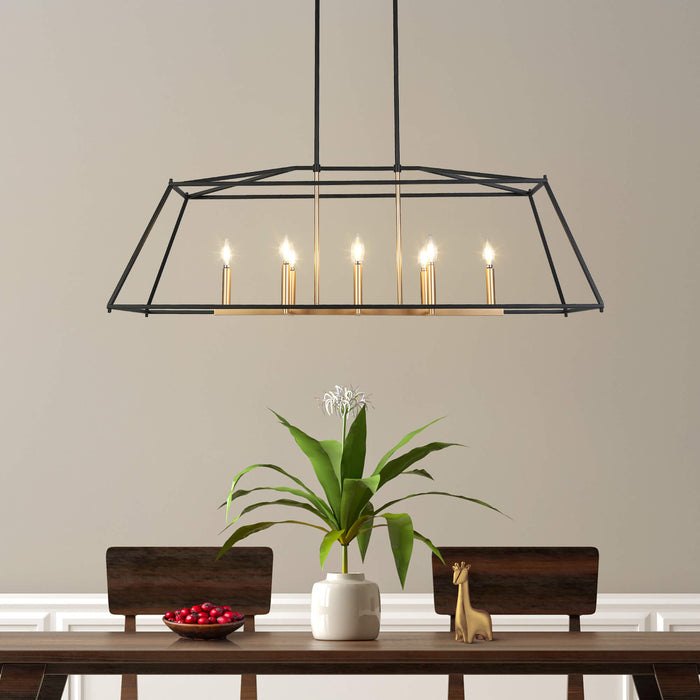 Ravirea 8-Light Black and Gold Island Light
