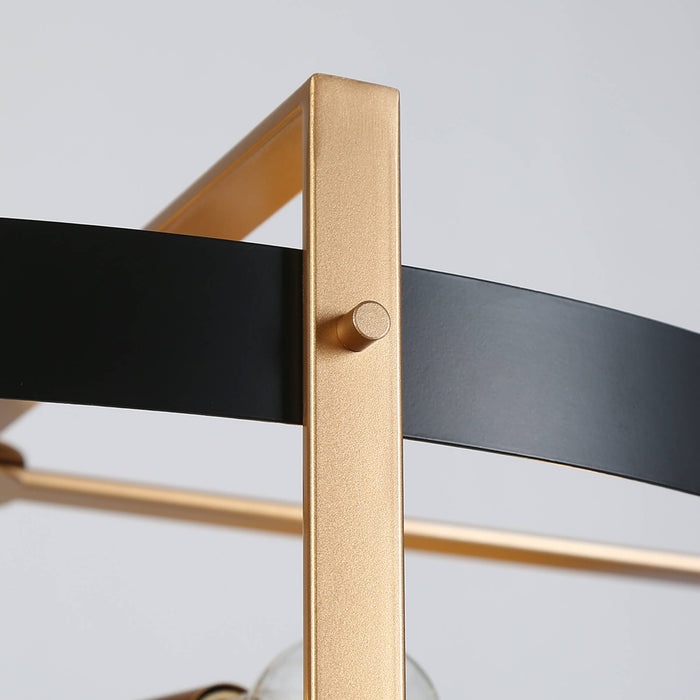 Gilden 8-Light Gold and Black Metal Drum Chandelier