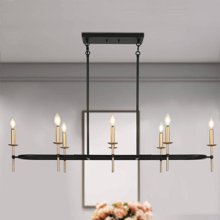 Ravirea 8-Light Black and Gold Island Light