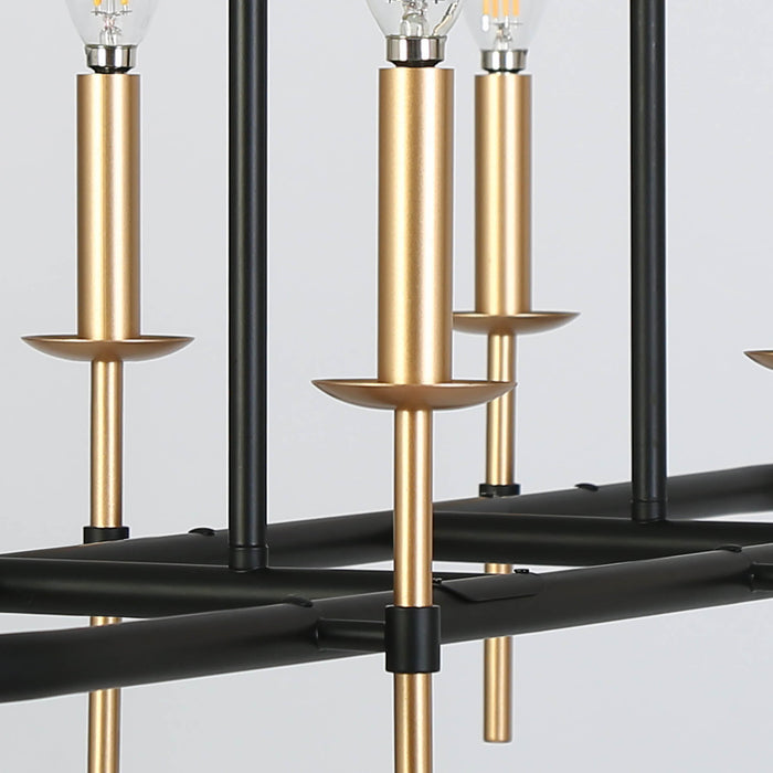 Ravirea 8-Light Black and Gold Island Light