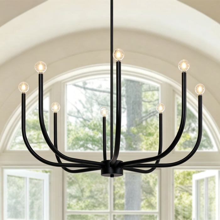 Zeyrah 8-Light Black Classic Curved Arm Candle Chandelier