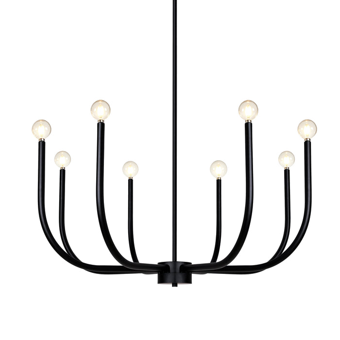 Zeyrah 8-Light Black Classic Curved Arm Candle Chandelier