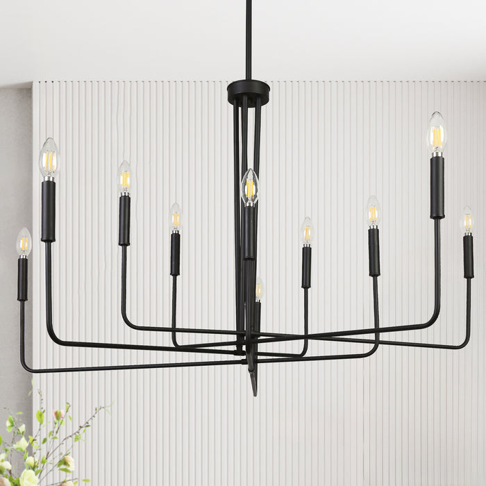 Zeyrah 10-Light Black Classic Straight Arm Chandelier