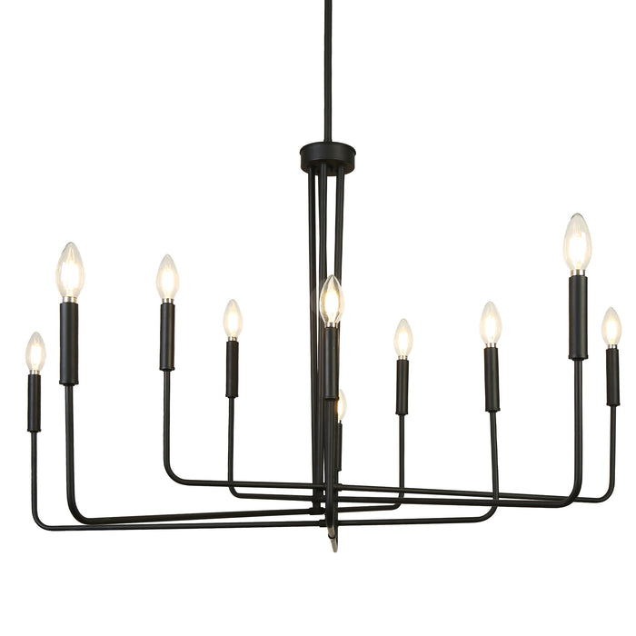Zeyrah 10-Light Black Classic Straight Arm Chandelier