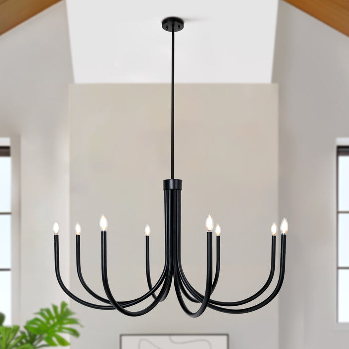 Zeyrah 8-Light Black Classic Arm Chandelier