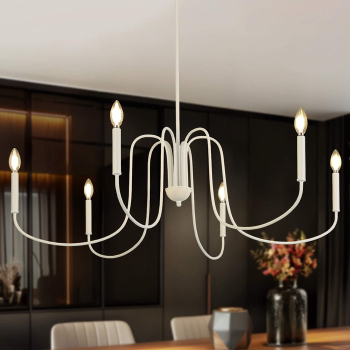 Tavielle 6-Light White Candle Curve Arm Classic Chandelier