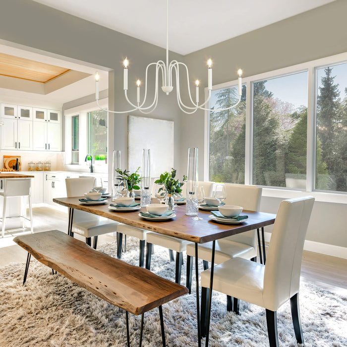 Tavielle 6-Light White Candle Curve Arm Classic Chandelier