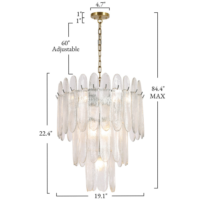 Nivara 7-Light Gold Empire Tiered Textured Glass Chandelier