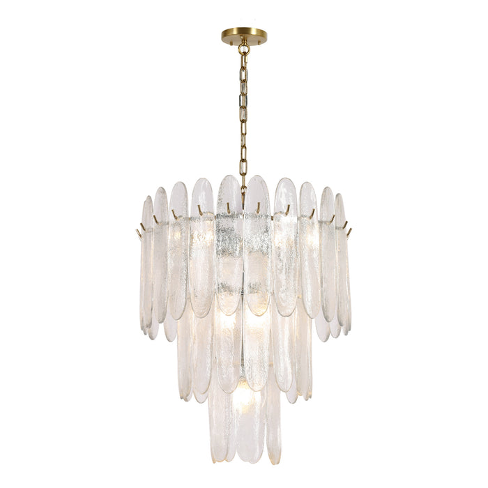 Nivara 7-Light Gold Empire Tiered Textured Glass Chandelier