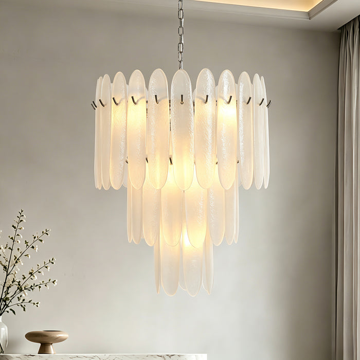 Nivara 7-Light Chrome Empire Tiered Textured Glass Chandelier