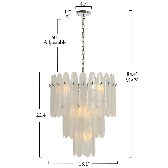 Nivara 7-Light Chrome Empire Tiered Textured Glass Chandelier