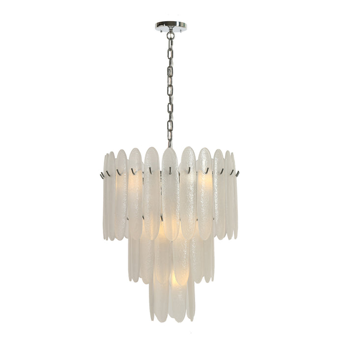 Nivara 7-Light Chrome Empire Tiered Textured Glass Chandelier