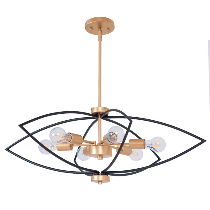 Thalyn 6-Light Black & Gold Geometric Chandelier