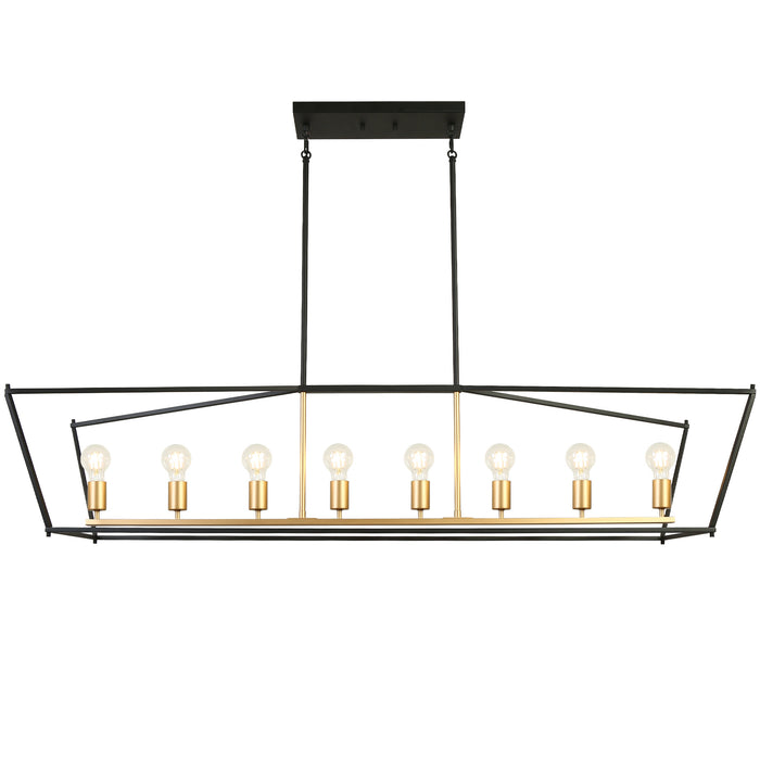 Thalyn 8-Light Black & Gold Linear Island Chandelier