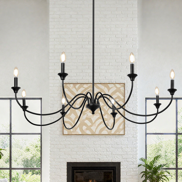 Zeyrah 8-Light Black Curved Arm Transitional Chandelier