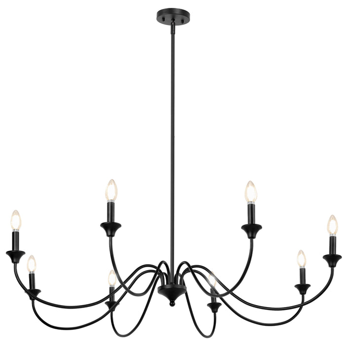 Zeyrah 8-Light Black Curved Arm Transitional Chandelier