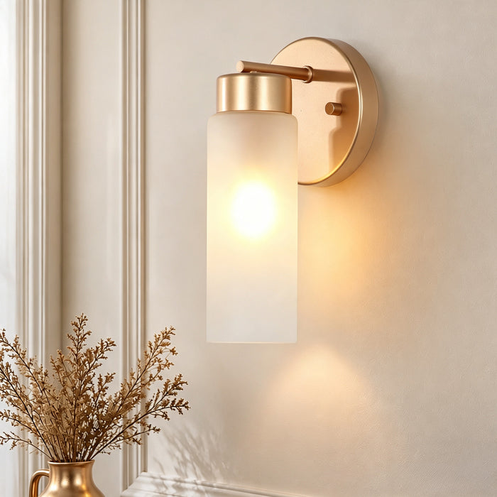 Arvion Modern 1-Light Wall Sconce with Cylinder Frosted Glass Shade
