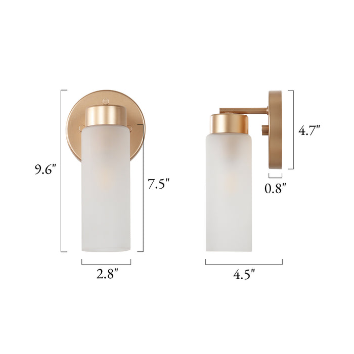 Arvion Modern 1-Light Wall Sconce with Cylinder Frosted Glass Shade