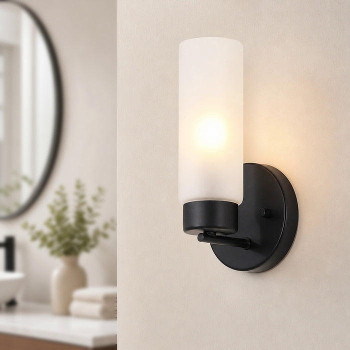 Arvion Modern 1-Light Wall Sconce with Cylinder Frosted Glass Shade