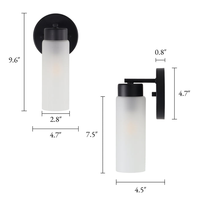 Arvion Modern 1-Light Wall Sconce with Cylinder Frosted Glass Shade