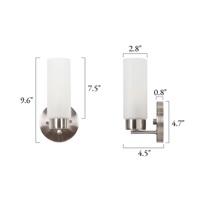 Arvion Modern 1-Light Wall Sconce with Cylinder Frosted Glass Shade
