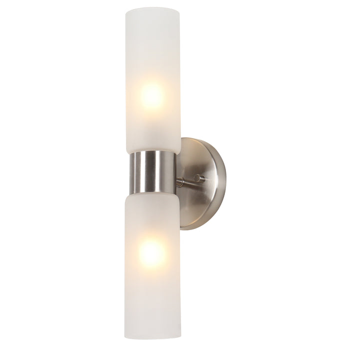 Arvion 2-Light Cylinder Gold Wall Sconce with Frosted Glass Shade